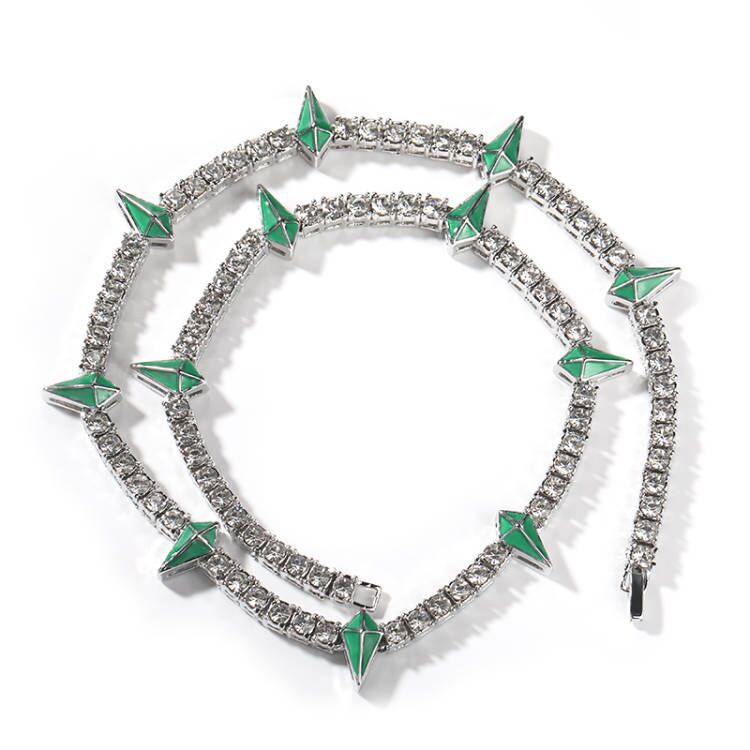 18-22 Inch Tennis Chain for man- Black Panther Necklace spiked choker，Hip hop Metal punk style glow-in-the-dark cubic zirconia necklace - Feel&Astra®