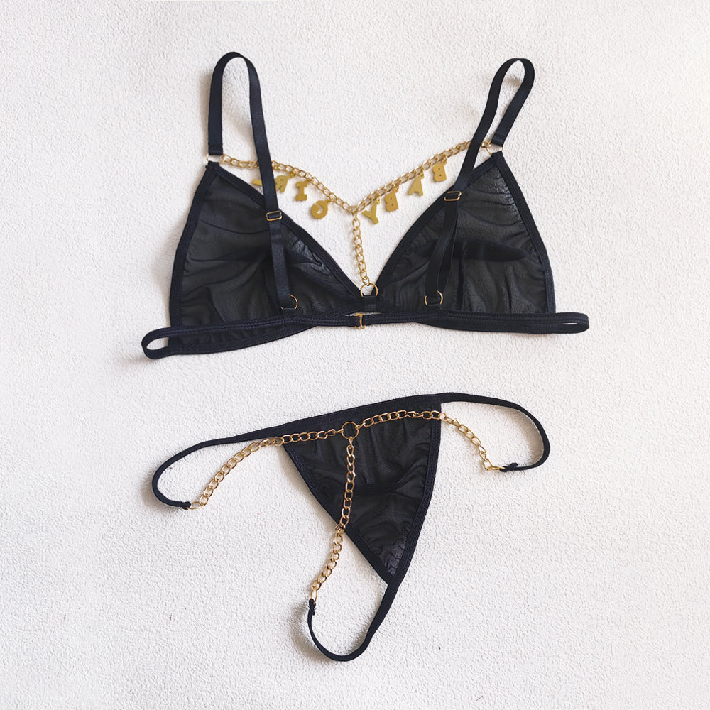 Customized rhinestone alphabet bra and underwear Set - Feel&Astra®