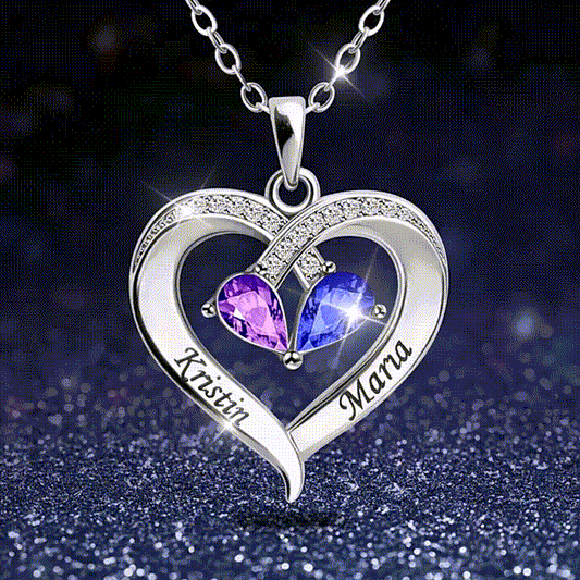 Custom dual-name double-color birthstone heart necklace - Feel&Astra®